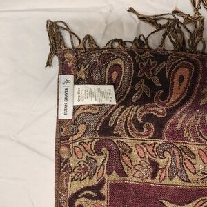 Susan Graver Burgundy and Gold Paisley Scarf